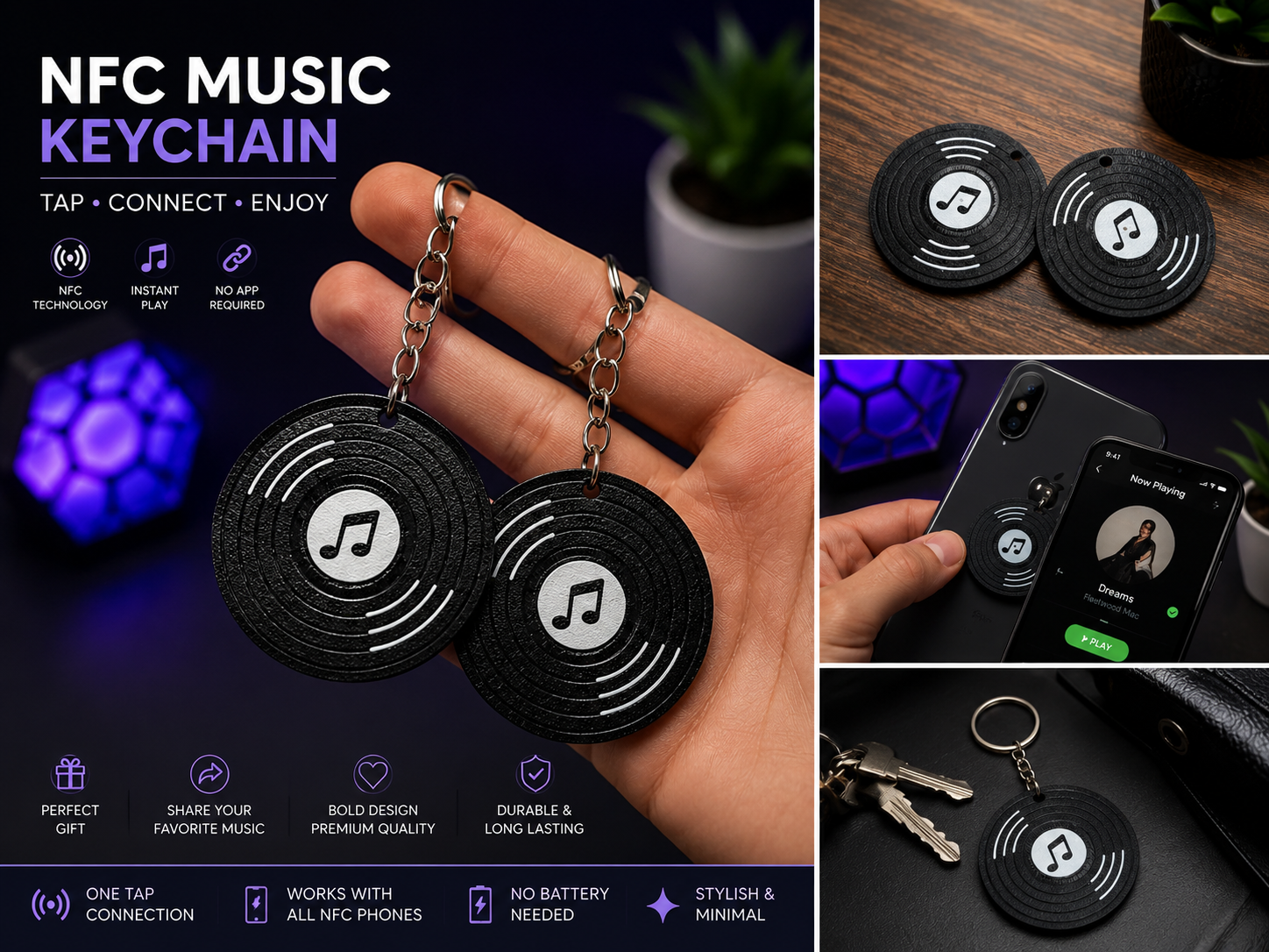 Custom NFC Music Keychain – Tap to Play Your Favorite Song