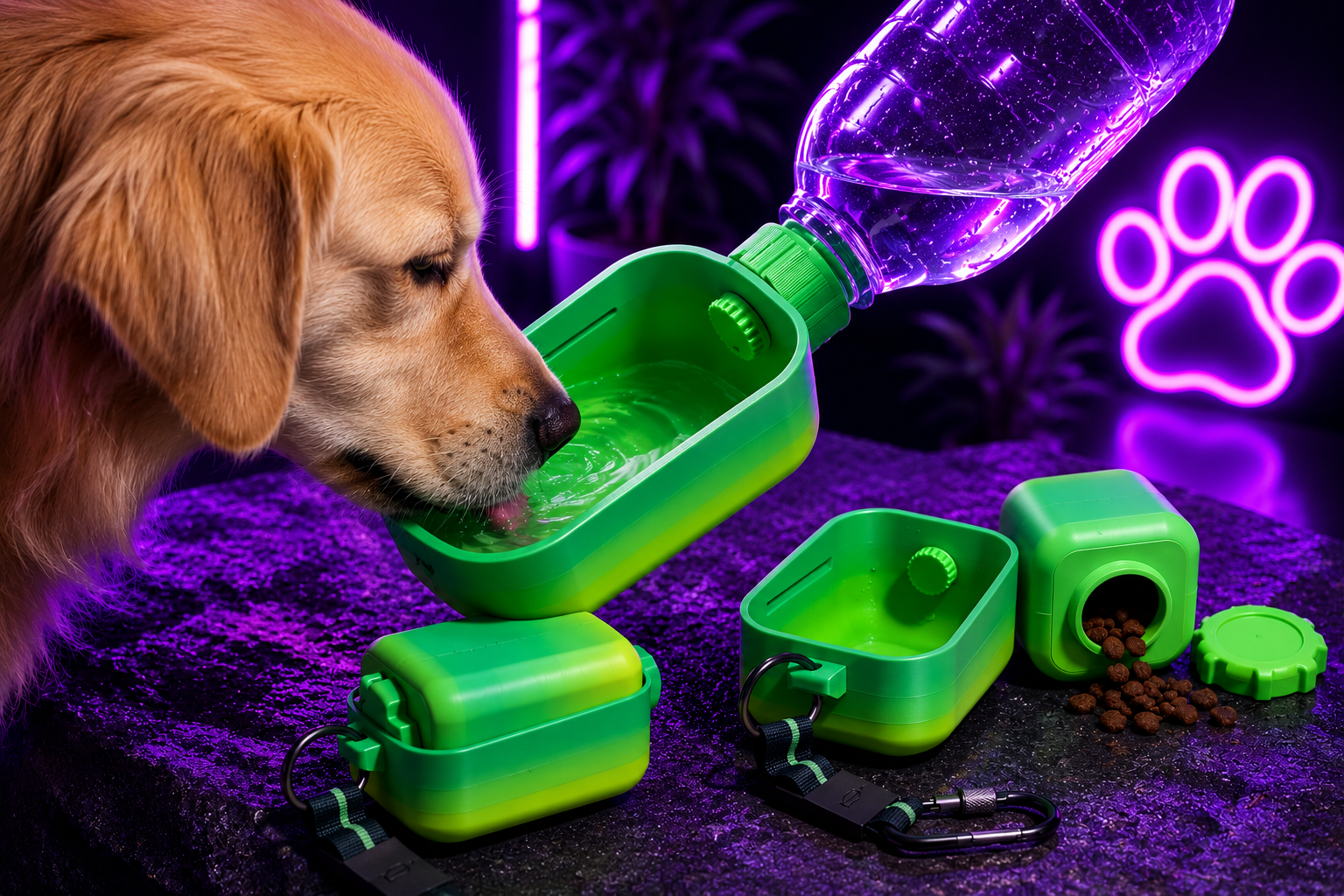Portable Pet Water & Treat Bowl – 2-in-1 Travel Feeder