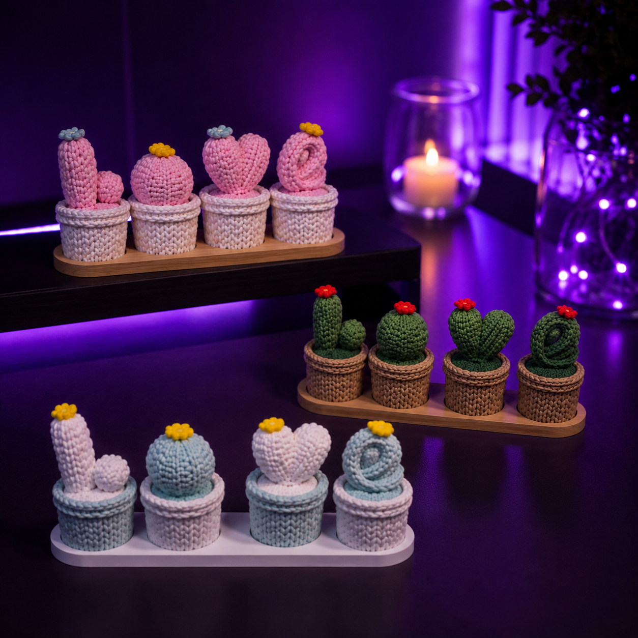 Crochet-Style Cactus Decor Set