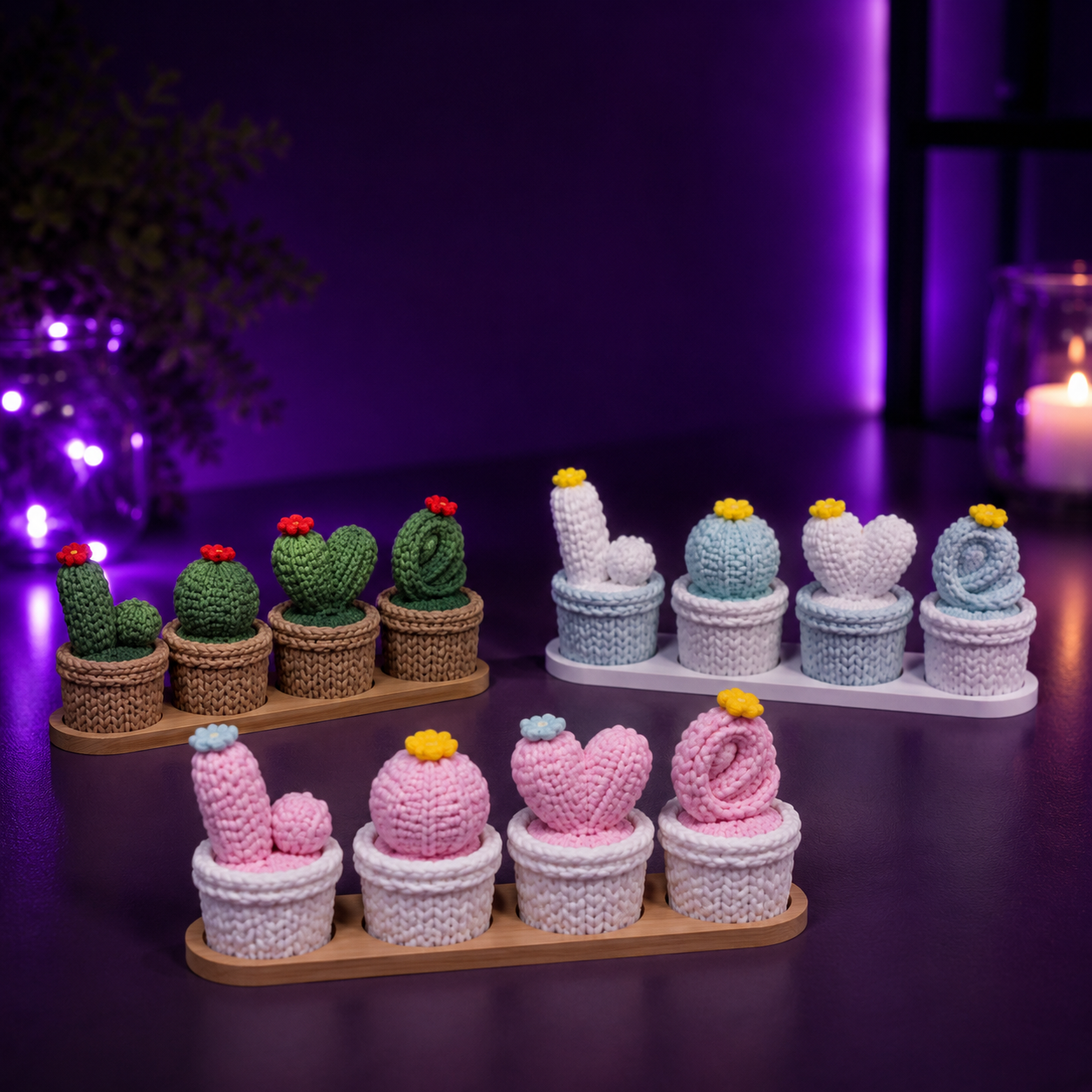 Crochet-Style Cactus Decor Set