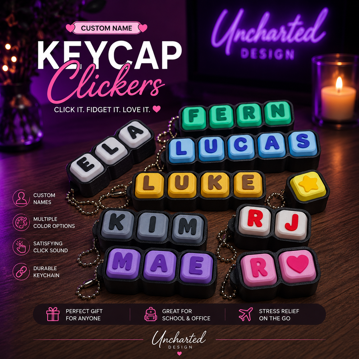 Custom Keycap Clicker Keychain