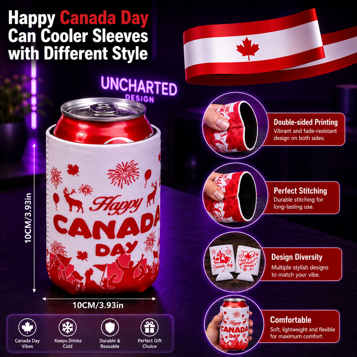 Premium Can Cooler Sleeves – 4 Pack