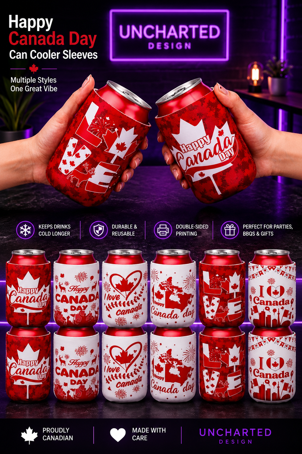 Premium Can Cooler Sleeves – 4 Pack