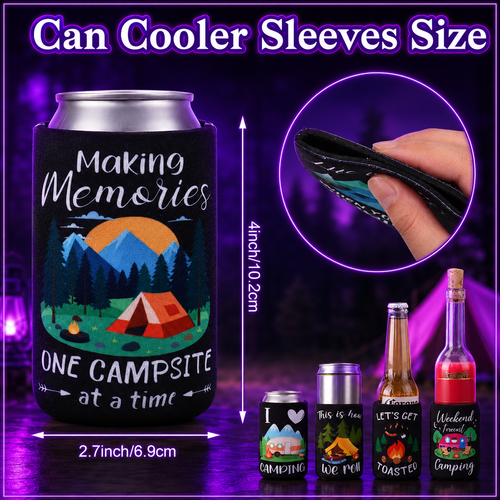 Camping Can Cooler Sleeve Set – 4 Pack